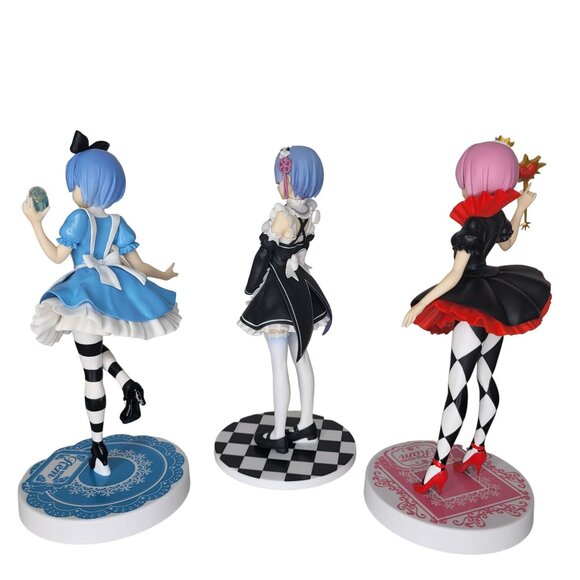 Rem Re:Zero from japan Alice In Wonderland Inspired Collectible Figures Set Of 3 - Picture 2 of 13